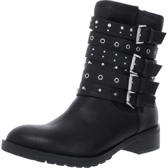 Fergie Black Multi-Strap Studded Boots - Picture 1 of 15